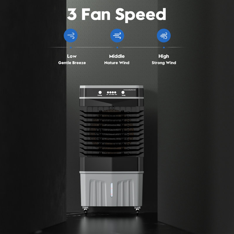 Auertech Portable Evaporative Air Cooler, Swamp Cooling Fan with 6 Ice Boxes 8.2Gal Water Tank